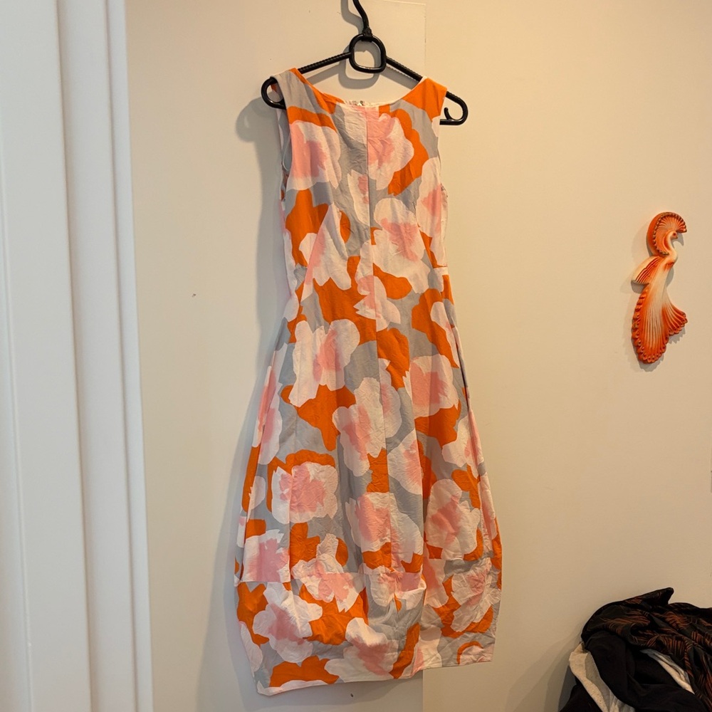 COS Sleeveless Floral Midi Dress in Orange, Pink & White Size 2